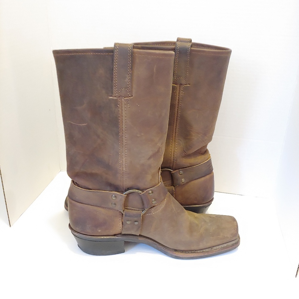 Frye Brown Leather Combat & Moto Boots
